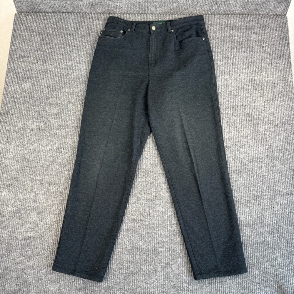 Vtg 90s Lauren Ralph Lauren Pants Womens 14 Charcoal Gray Flannel Straight Leg